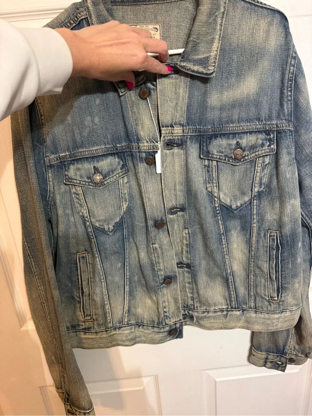 Woman’s Ralph Lauren Polo Denim Jacket - Light Blue Washed Distressed - Picture 3 of 7